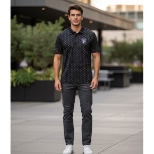 Las Vegas Raiders Antigua Mens Short Sleeve Geometric Black Polo Shirt Medium